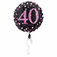 FolieBallon 40 jaar happy birthday pink 43cm - thumbnail
