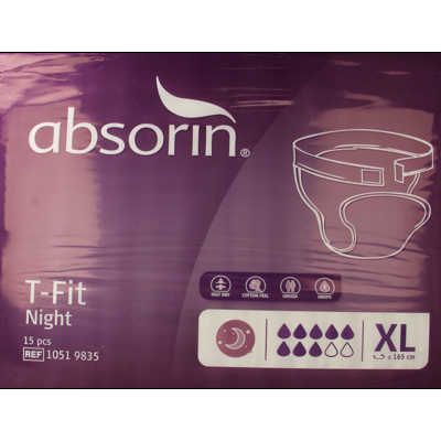 Absorin Comfort t-fit night maat XL 15 Stuks Absorin Comfort t-fit night maat XL 15 Stuks