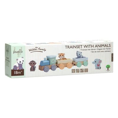 Joueco houten trein wilde dieren