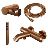 Opbouwset Bad- en Douchekraan Brauer Copper Carving Thermostatisch Met Wandhouder Geborsteld Koper Brauer - thumbnail