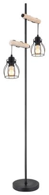 Globo Staande vloerlampMina zwart met hout - 153260S
