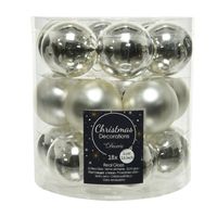 18x stuks kleine glazen kerstballen zilver 4 cm mat/glans