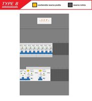 Type B Groepenkast 230V 8 groepen Type B 2 aardlekschakelaars 30mA 6 automaten 16A B hoofdschakelaar