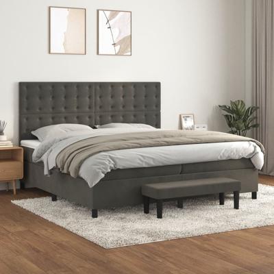 Boxspring met matras fluweel donkergrijs 200x200 cm