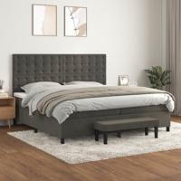 Boxspring met matras fluweel donkergrijs 200x200 cm