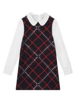 Dolce & Gabbana Kids robe longues manches à motif tartan - Bleu - thumbnail