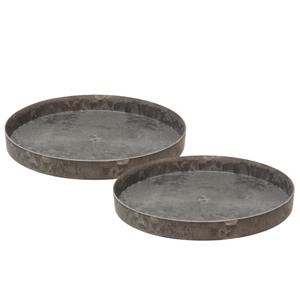 Kaarsen plateaus/dienbladen - 2x - grijs - D27 cm - kunststof - rond - onderbord