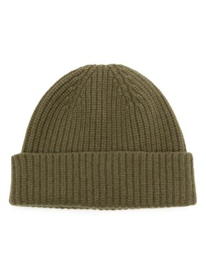 Pringle of Scotland bonnet en maille nervurée - Vert