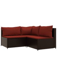 The Living Store Loungeset - PE-rattan - Bruin - 63 x 63 x 57.5 cm - Inclusief kussens - thumbnail