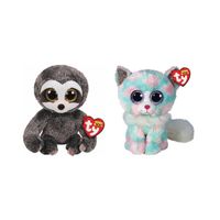 Ty - Knuffel - Beanie Boo's - Dangler Sloth & Opal Cat