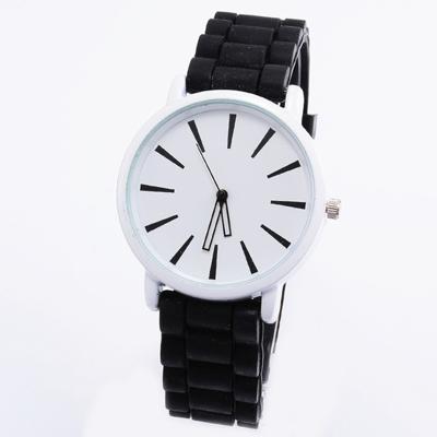 Eenvoudige stijl ronde Dial Jelly siliconen riem quartz horloge (zwart)