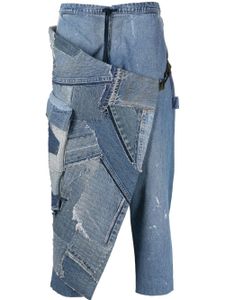 Greg Lauren jean fuselé à taille à lien de resserrage - Bleu