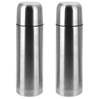 Thermosfles - 2x - RVS - 750 ml - isoleerfles - zilverkleurig