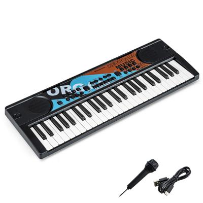 Kinderpiano Keyboard 49 Toetsen Draagbaar Elektrisch Keyboard met 8 Ritmes 8 Geluiden & 10 Demo's Zwart