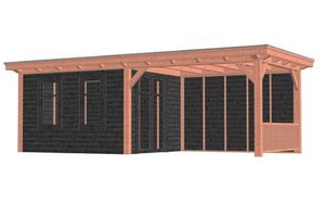 Buitenverblijf Florence 780x360 cm - Plat dak - Combinatie 1- Plat dak- Onbehandeld lariks Douglas hout- Trendhout