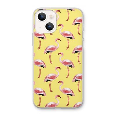 Flamingo's geel: iPhone 13 mini Transparant Hoesje