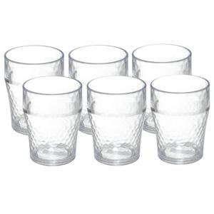 Onbreekbare drinkbekers - 6x - kunststof - transparant - 11 x 8 cm - gehamerde stijl - 400 ml