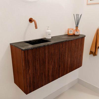 Toiletmeubel Mondiaz Joya Dlux | 91.6 cm | Meubelkleur Ruby | Faye wastafel Lava Wasbak Links | Zonder kraangat(en)