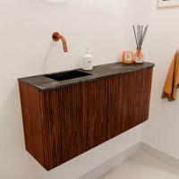 Toiletmeubel Mondiaz Joya Dlux | 91.6 cm | Meubelkleur Ruby | Faye wastafel Lava Wasbak Links | Zonder kraangat(en)