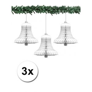 Kerstdecoratie kerstklokken wit 50 cm 3 stuks