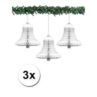 Kerstdecoratie kerstklokken wit 50 cm 3 stuks