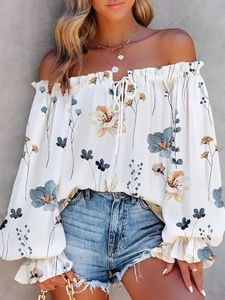 Cold Shoulder Loose Casual Floral Shirt