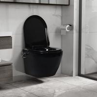 VidaXL Hangend toilet randloos met bidetfunctie keramiek zwart - thumbnail