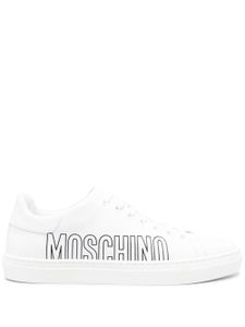 Moschino baskets en cuir à logo embossé - Blanc