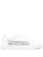 Moschino baskets en cuir à logo embossé - Blanc