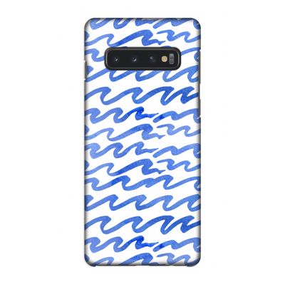 Blauwe golven: Samsung Galaxy S10 4G Volledig Geprint Hoesje