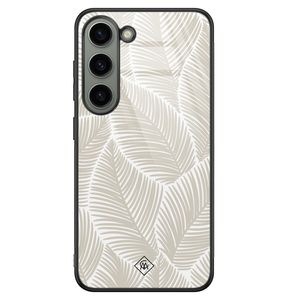 Samsung Galaxy S23 glazen hardcase - Palmy leaves beige
