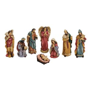 Set van 8x stuks kerststal beelden/kerstbeelden 5 tot 16 cm