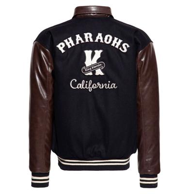 King Kerosin College Leather Jacket Pharaohs Black & Brown-XXXXXL