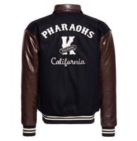 King Kerosin College Leather Jacket Pharaohs Black & Brown-XXXXL