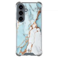 Samsung Galaxy S25 shockproof hoesje - Marmer lichtblauw
