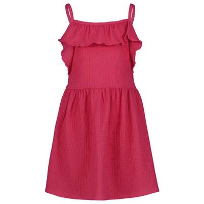 HEMA jurk met ruches koraalrood HEMA jurk met ruches koraalrood