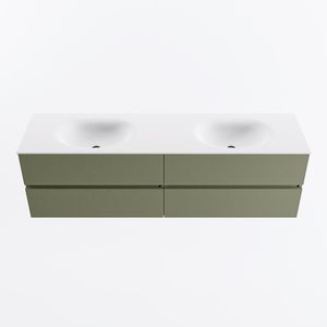 MONDIAZ VICA 170cm badmeubel onderkast Army 4 lades. Wastafel MOON dubbel 2 kraangaten, kleur Talc.