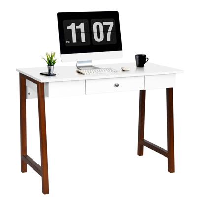Schrijfbureau Multifunctionele Tafel met Een Grote Lade MDF-Bureau Computer Bureau Dressoir Tafel Laptop Tafel Wit + Donkerbruin