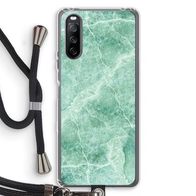 Groen marmer: Sony Sony Xperia 10 III Transparant Hoesje met koord