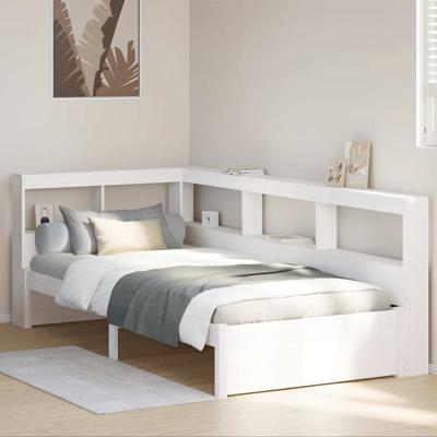 Bed met boekenkast zonder matras grenenhout wit 100x200 cm