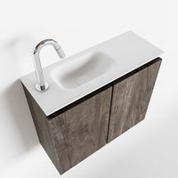 Toiletmeubel Mondiaz Ture | 60 cm | Meubelkleur Dark brown | Eden wastafel Talc Links | 1 kraangat