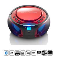 Lenco SCD-550RD Draagbare FM-radio CD/MP3/USB/Bluetooth-speler® met LED-verlichting Rood - SCD-550RD Lenco SCD-550RD Draagbare FM-radio CD/MP3/USB/Bluetooth-speler® met LED-verlichting Rood - SCD-550RD