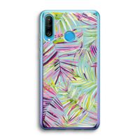 Tropical Palms Blue: Huawei P30 Lite Transparant Hoesje Tropical Palms Blue: Huawei P30 Lite Transparant Hoesje