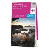 Wandelkaart - Topografische kaart 203 Landranger Land's End & Isles of Scilly, St Ives & Lizard Point | Ordnance Survey