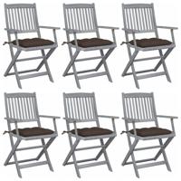 Tuinstoelen 6 st inklapbaar met kussens massief acaciahout