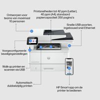 HP LaserJet Pro MFP 4102dw printer, Zwart-wit, Printer voor Kleine en middelgrote ondernemingen, Printen, kopiëren, scannen, Draadloos; Geschikt voor Instant Ink; Printen vanaf een telefoon of tablet; Automatische documentinvoer - thumbnail