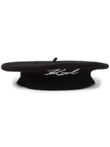 Karl Lagerfeld béret en laine Signature - Noir