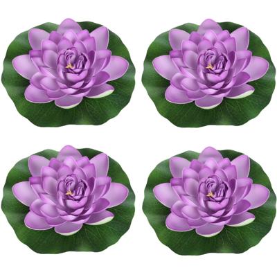 Drijvende waterlelie - 4x - paars - kunststof - 26 cm