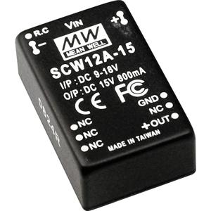 MW Mean Well SCW12B-15 DC/DC-converter 12 W Aantal uitgangen: 1 x Inhoud 1 stuk(s)