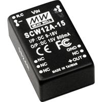 MW Mean Well SCW12B-15 DC/DC-converter 12 W Aantal uitgangen: 1 x Inhoud 1 stuk(s)